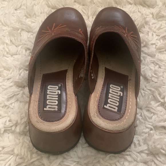 90s BONGO Brown Leather Floral Clog - Picture 2 of 8